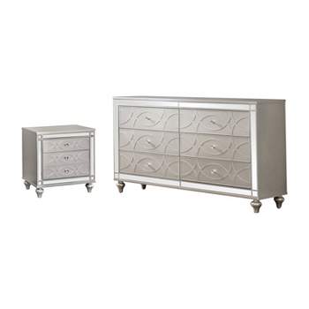 2pc La Mesa Nightstand and Dresser Set Silver - HOMES: Inside + Out
