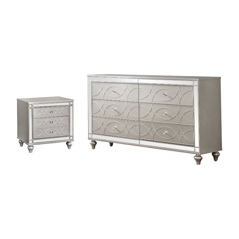 2pc La Mesa Nightstand and Dresser Set Silver - HOMES: Inside + Out, 1 of 9
