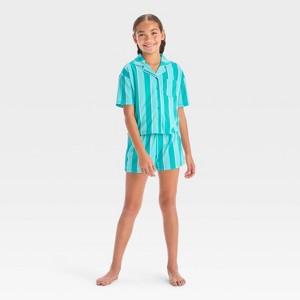 Girls' Short Sleeve Button-Up Pajama Set - art class™ - 1 of 4