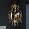 LNC Graceful 3-Light 13" Candle Crystal Mini Galm Chandelier, Polished Gold - 2 of 4