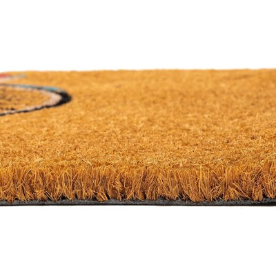 Natural Coir Outdoor Welcome Doormat with Blue Bicycle Design