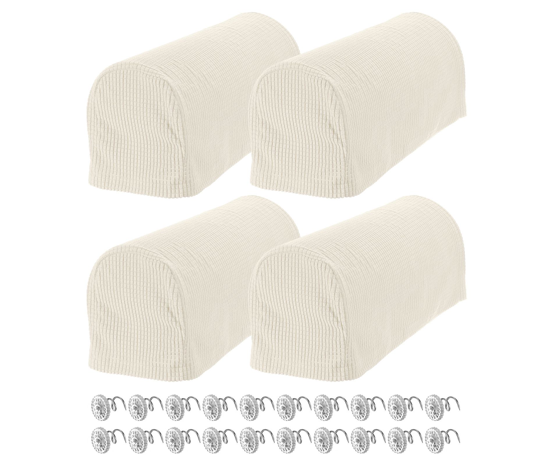 Unique Bargains Stretchy Anti-Slip Sofa Couch Armchair Covers with Pins 4 Pcs White