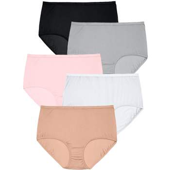 Comfort Choice Women's Plus Size Nylon Brief 5-pack, 14 - Basic