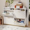ALEXOUN Shoe Rack Cabinet,Modern Walnut Finish, 4 Flip Drawers & Top Open Shelf Holds Up to 150 lbs,for Living Room, Entryway, Apartments - 2 of 4