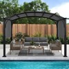 Outdoor arch gazebo, aluminum gazebo with retractable canopy, sturdy, easy to install, arch gazebo for backyard, lawn, patio - 3 of 4