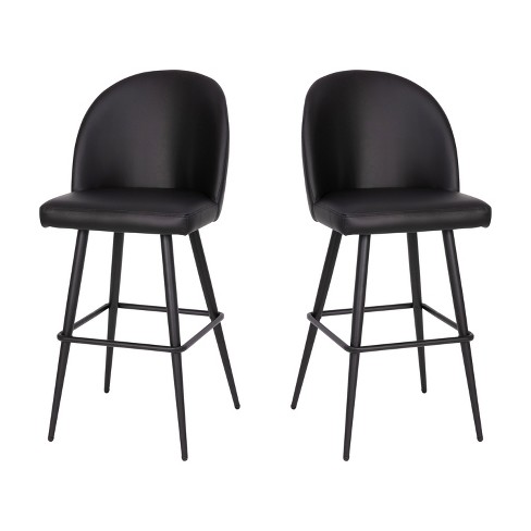 Emma and Oliver Modern Upholstered Dining Stools with Contoured Backs & Powder Coated Steel Legs with Floor Glides - Set of 2 - image 1 of 4