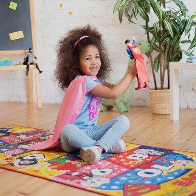 Justice League Girls Hopscotch Educational Play Rug 72 x 31 in