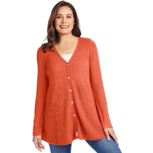 Woman Within Plus Size Babydoll Cardigan Sweater - 1 of 4
