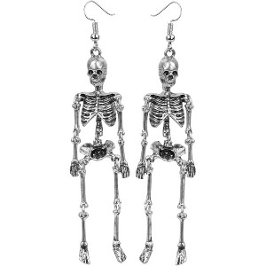 Jointed Skeleton Dangle Earrings for Women - 3.5 Inch Ultra Lightweight Design, Lead & Nickel Free Halloween Accessories - 1 of 4