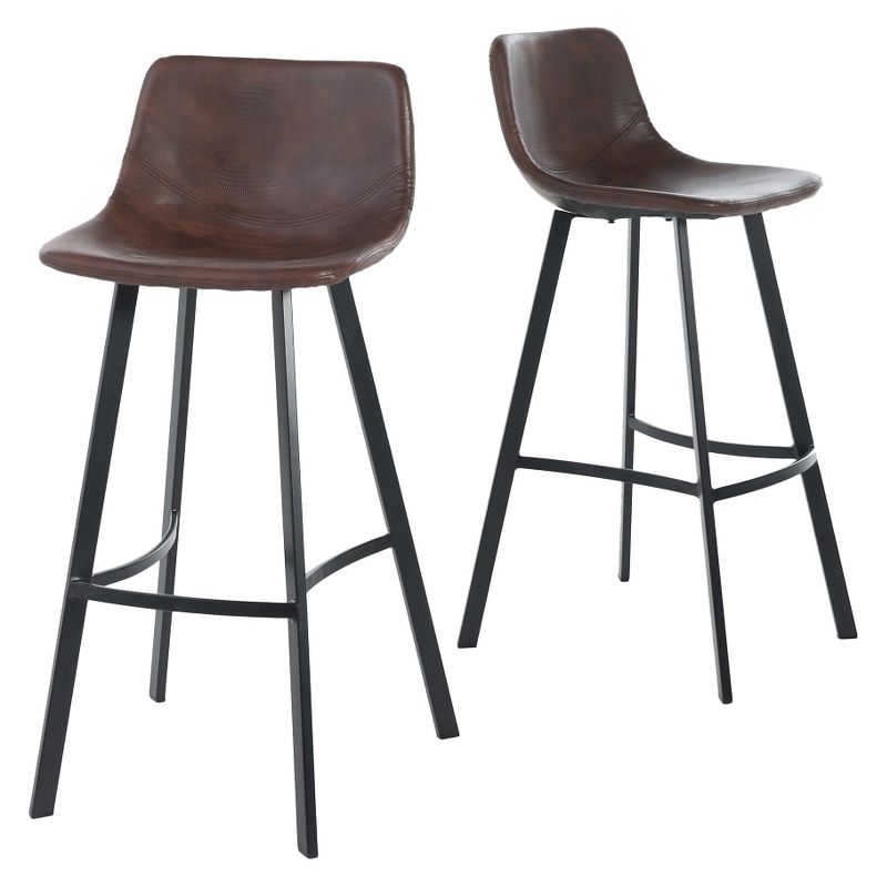 Set of 2 30&#34; Dax Faux Leather Barstool Brown - Christopher Knight Home, 1 of 10