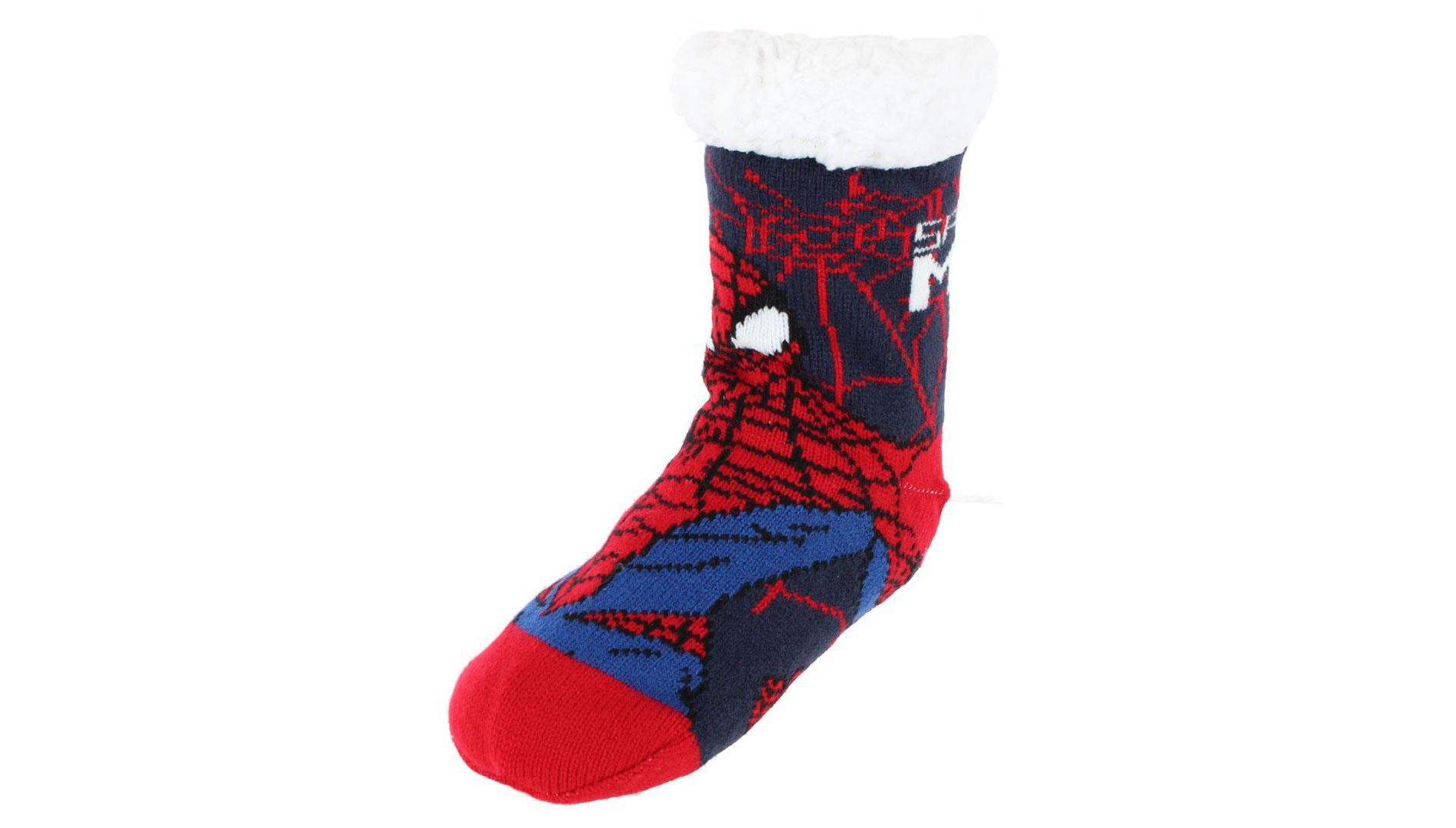 Textiel Trade Boy's Marvel Spider Man High Pile Fleece Lined Slipper Socks (1 Pair), Medium, Red