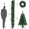 4-Piece Artificial Christmas Set, Garland, Wreath and Set of 2 Entrance Pre-lit Xmas Tree with LED Lights-ModernLuxe - 3 of 4