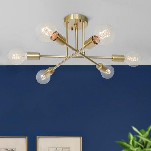 Rennnsan Veloura 18"W 6-Light Sputnik Industrial Dimmable Semi Flush Mount - 1 of 4