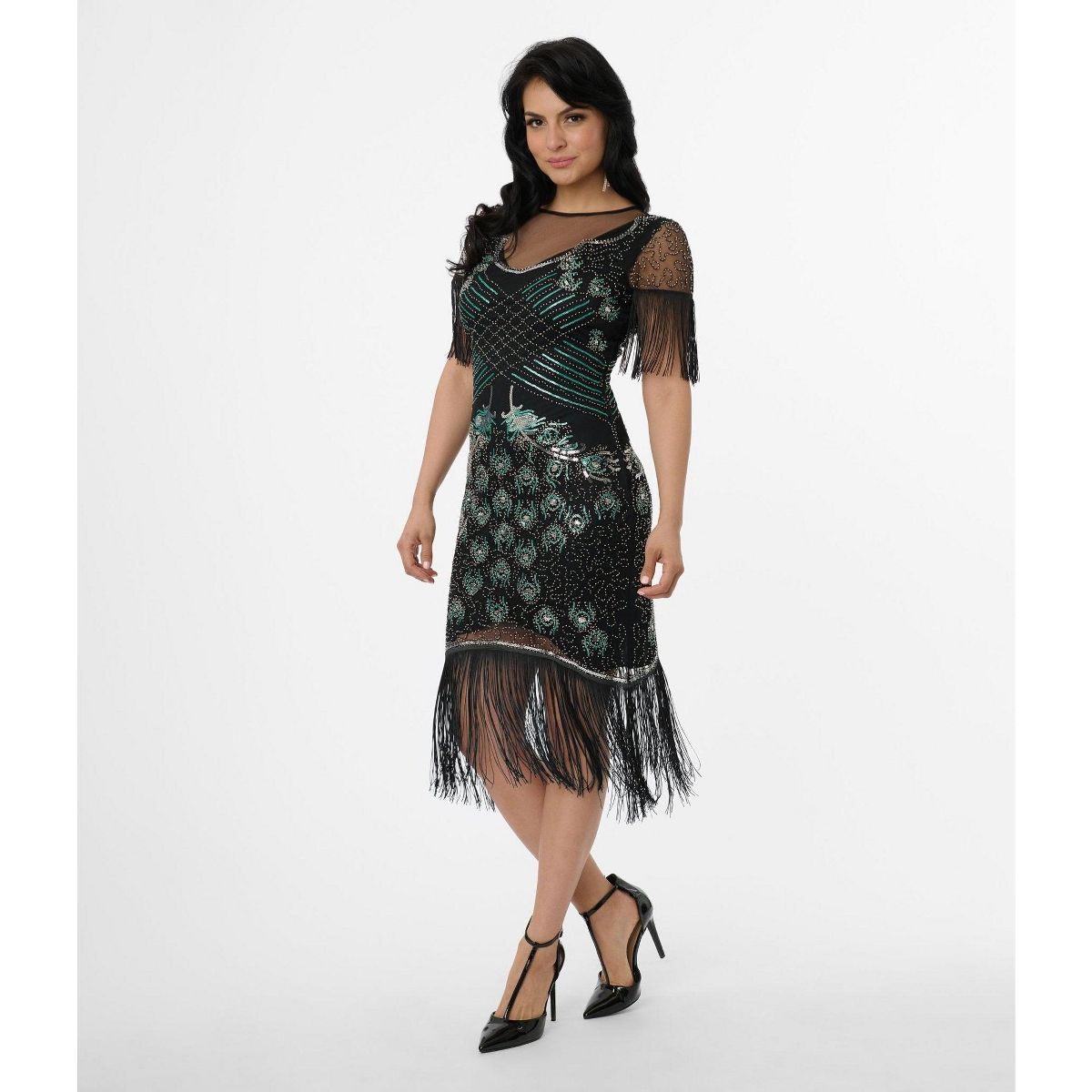 Unique Vintage Women's Nadine Fringe Flapper Dress