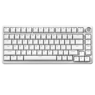 MaseiKar B75 Mechanical Keyboard,75% Layout with Knob,Hot Swappable RGB Backlit Gasket Mounted, Double-Shot PBT Keycaps(White,Milk V2 Linear Switch)