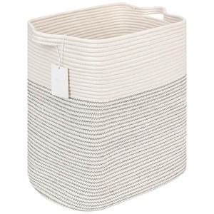 Itopfox Fabric Cotton Rope Storage Basket with Handles, Decorative Woven Basket for Living Room, Closet Organizer for Blankets, Toys, Laundry - 1 of 4