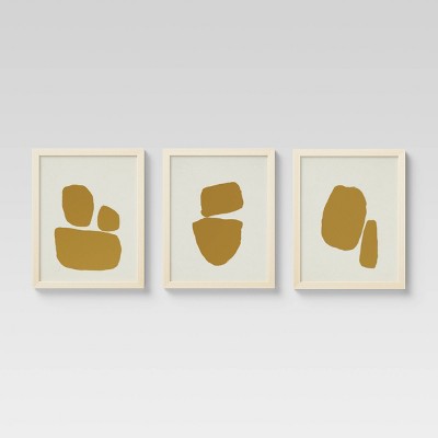 (Set of 3) 16" x 20" Foil on Cream Framed Print Gold - Project 62™