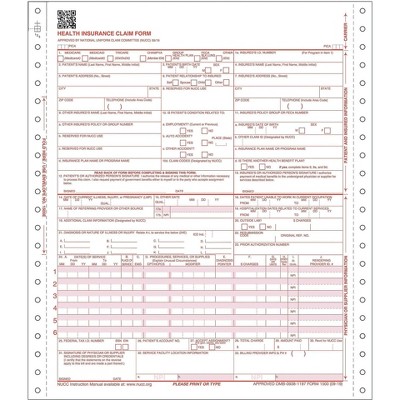 ComplyRight CMS-1500 Health Insurance Claim Form  3-Part Continuous WE/Canary/PK CMS1239