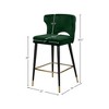 Meridian Furniture,Kelly Green Velvet Stool, Set of 2 - 4 of 4
