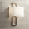 Possini Euro Design Modern Wall Light Sconce Brushed Nickel Hardwired 15 1/2" High Fixture Faux Silk for Bedroom Bathroom Hallway - 2 of 4