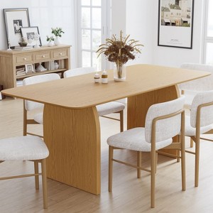67" Farmhouse Rectangle Brown Dining Table for 4-6 People with Round Arched Table Legs for Dining Room and Living Room - 1 of 4