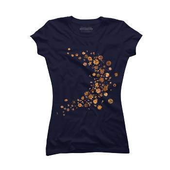 Junior's Design By Humans Golden Flower Buds Breeze By designnatures T-Shirt