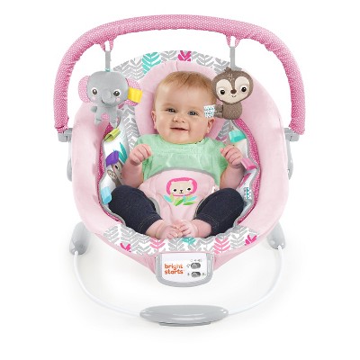 Bright Starts Rosy Vines Comfy Baby Bouncer with Vibrating Infant Seat & Taggies