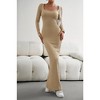 Women's Casual Long Sleeve Maxi Dress 2024 Fall Square Neck Soft Lounge Long Bodycon Dress - 4 of 4