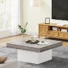 Hommoo Square Coffee Table, Farmhouse Wood Cocktail Table with LED Light - 2 of 4