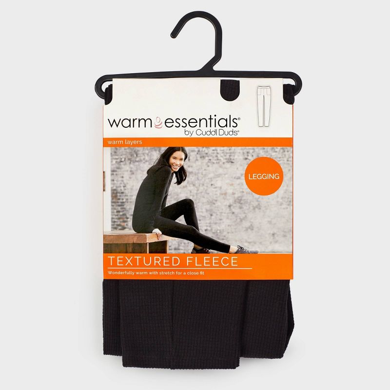 Warm Essentials by Cuddl Duds Women's Textured Fleece Thermal Leggings - Black, 6 of 7