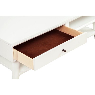 Flynn Mid-Century Modern White Mahogany Coffee Table with Storage