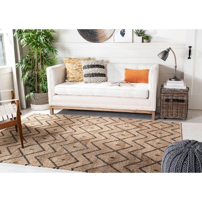 Natural and Charcoal Handmade Wool and Cotton Kilim Area Rug