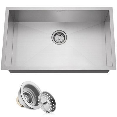 Miligore 30" x 18" x 9" Deep Single Bowl 18-Gauge Stainless Steel Undermount Kitchen Sink with Drain