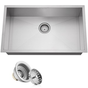 Miligore 30" x 18" x 9" Deep Single Bowl 18-Gauge Stainless Steel Undermount Kitchen Sink with Drain - 1 of 4