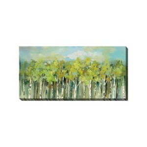 Cottage Garden West of The Wind Timberline Green, Blue, White 48 x 24 Inch Waterproof Gallery Wrapped Canvas, Outdoor Garden, Yard, Patio All Weather - 1 of 2