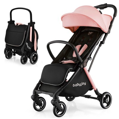 Infans Portable Baby Stroller One-Hand Fold Pushchair W/ Aluminum Frame Pink