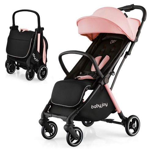 Infans Portable Baby Stroller One Hand Fold Pushchair W Aluminum Frame Pink