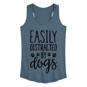 Women's - Instant Message - Easily Distracted by Dogs Graphic Racerback Tank - 1 of 4