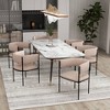 LeisureMod Upholstered Dining Chair in Leather/Fabric/Velvet with Iron Legs Set of 4 Cyril Series - 3 of 4