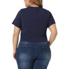 Agnes Orinda Women's Plus Size Twist Front V Neck Ribbed Short Sleeve Slim Fit Casual Solid Blouses - 4 of 4