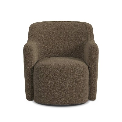 HomePop Upholstered Swivel Accent Chair Dark Brown Boucle: Polyester Fabric, Plywood Frame, No Assembly Required