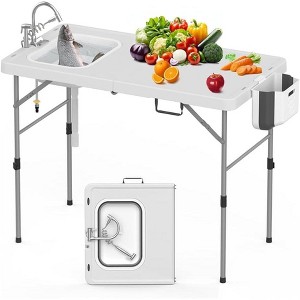 Folding Fish Cleaning Table with Foldable Sink, Portable Camping Table & Fish Cleaning Station, Camping Sink with Faucet Drainage Hose - 1 of 4