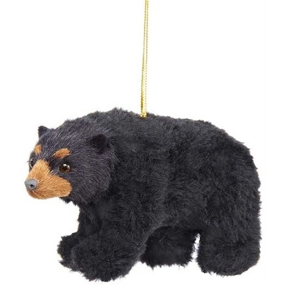 Kurt Adler Plush Black Bear Ornament, 4.5"