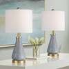 360 Lighting Alexia 20" High Small Modern Accent Table Lamps Set of 2 Gold Blue Finish Glass White Shade Living Room Bedroom Bedside Nightstand House - 2 of 4