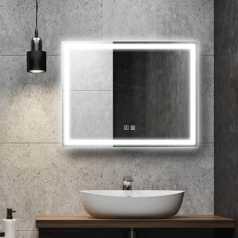 HOMLUX Rectangular Frosted Edge Bathroom Mirror - 36 x 28