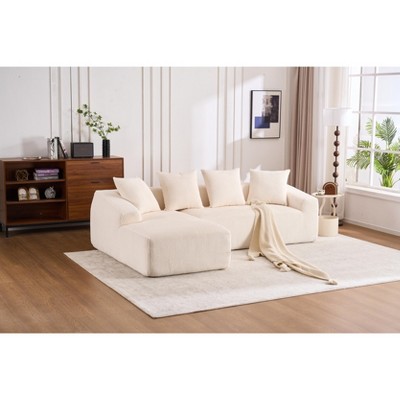 TiramisuBest LY-003 Beige White Deep Seat Compression Sofa 3 Seater with Beige for sofa