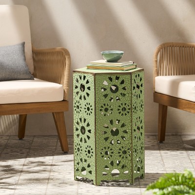 NicBex Outdoor End Table Sunburst Cut Out Design Modern Outdoor Coffee Table Outdoor Side Table, Patio Table Small Table for Backyard, Balcony, Porch