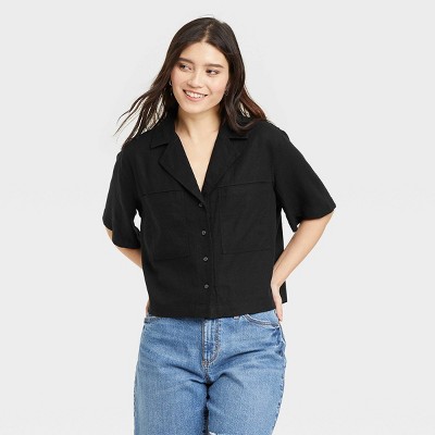Womens Black Collared Shirt : Target