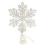 Tree Topper Finial 12.0" Led White Snowflake Tree Topper Christmas Sparkle Confetti  -  Tree Toppers