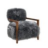 Sapphtopaz Modern Faux Fur Accent Chair with Raked Back & Wooden Arms Upholstered Comfy Bedroom Chair Soft Armchair for Living Room, Bedroom - 3 of 4
